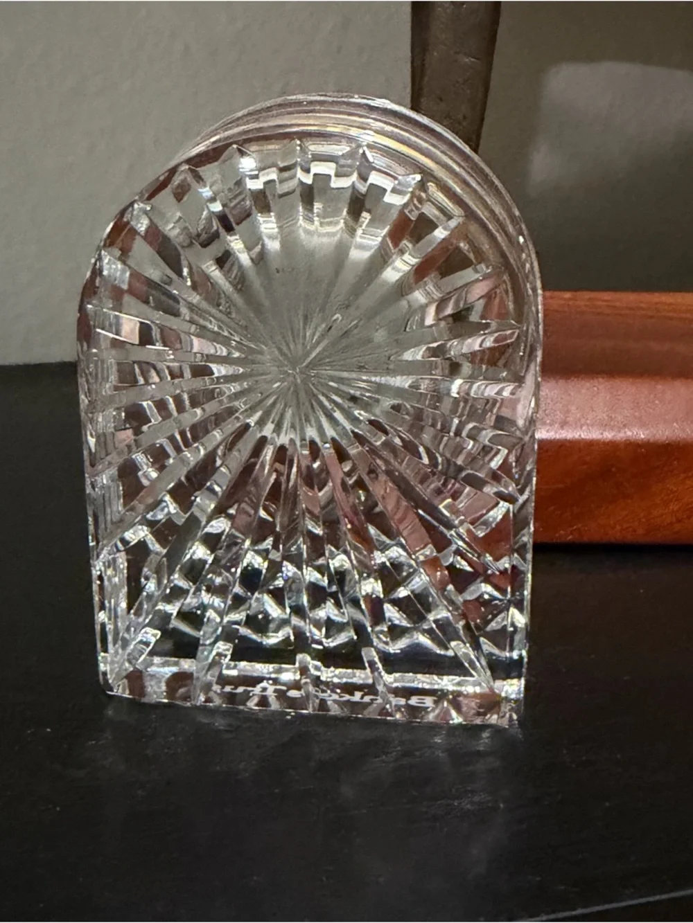 Waterford Vintage Small Arched Crystal Gold RIm Mantel Clock 3.5